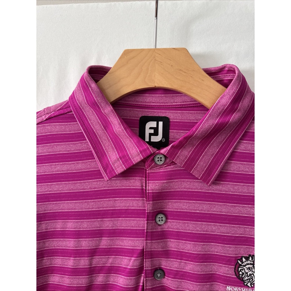 FootJoy FJ Mens XXL PINK STRIPE  Golf Performance Polo Shirt Short Sleeve